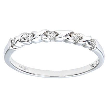 9ct White Gold  Round 10pts Diamond Kiss Eternity Ring 1.5mm - PR0AXL7372W