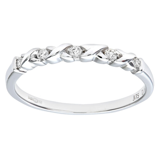 9ct White Gold  Round 10pts Diamond Kiss Eternity Ring 1.5mm - PR0AXL7372W