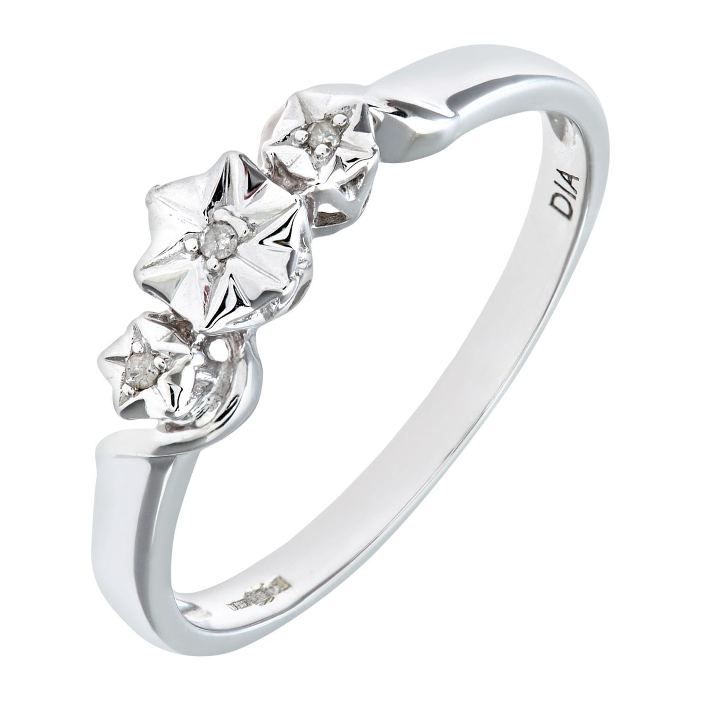 9ct White Gold  Round 1pts Diamond Illusion Star Trilogy Ring - PR0AXL7380W