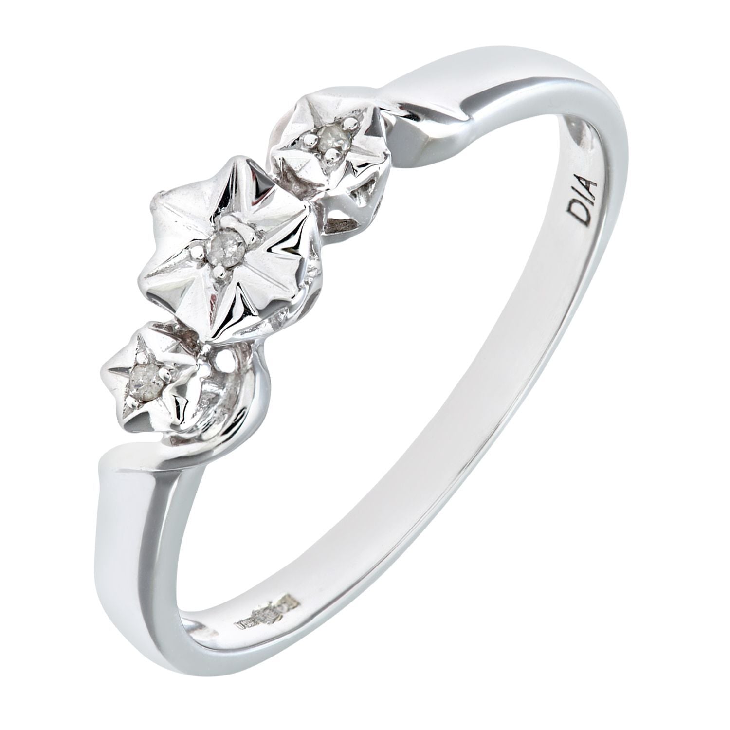 9ct White Gold  Round 1pts Diamond Illusion Star Trilogy Ring - PR0AXL7380W