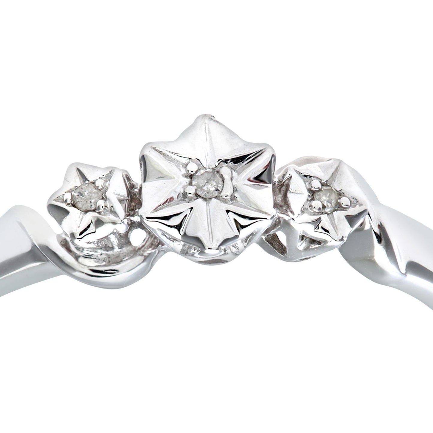 9ct White Gold  Round 1pts Diamond Illusion Star Trilogy Ring - PR0AXL7380W