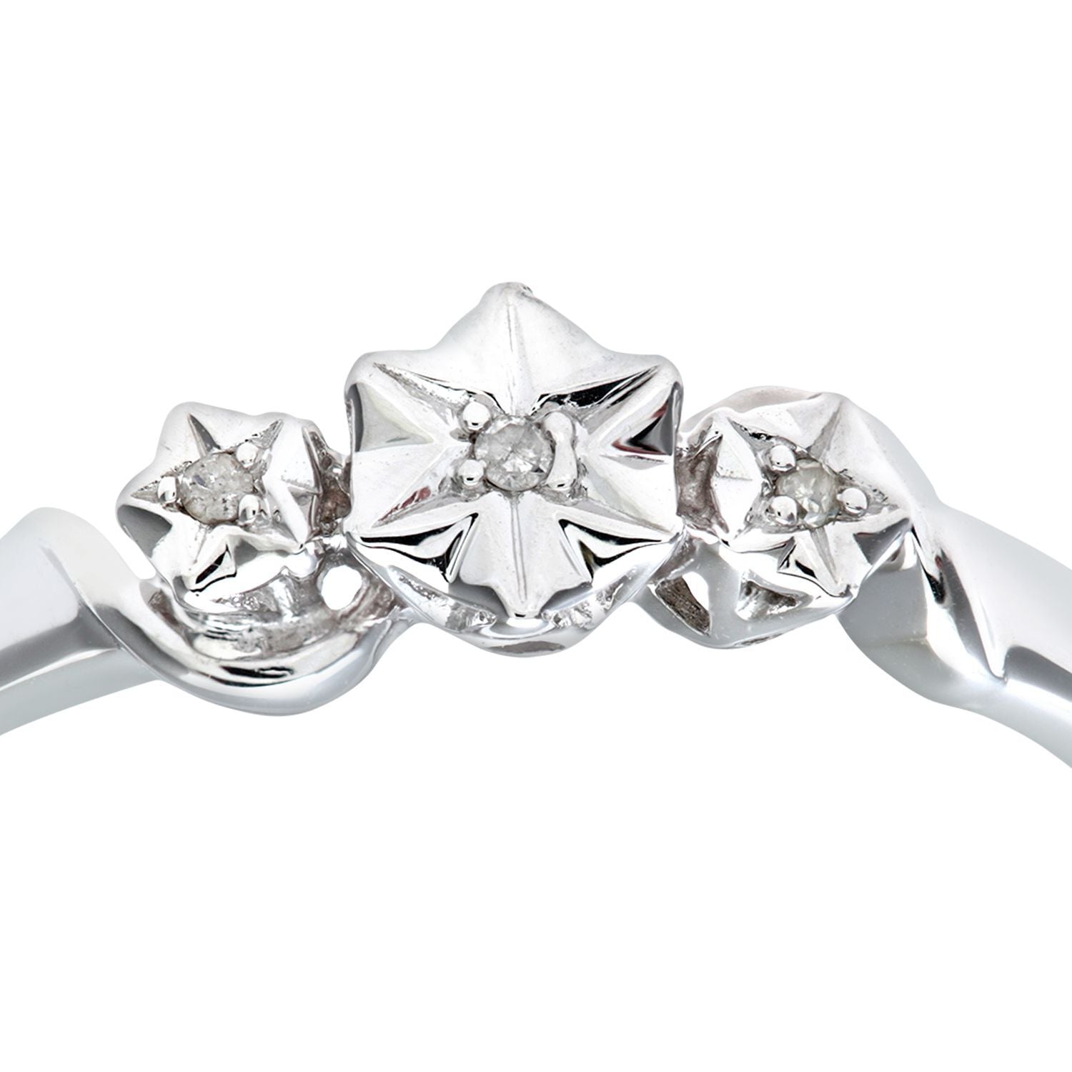 9ct White Gold  Round 1pts Diamond Illusion Star Trilogy Ring - PR0AXL7380W