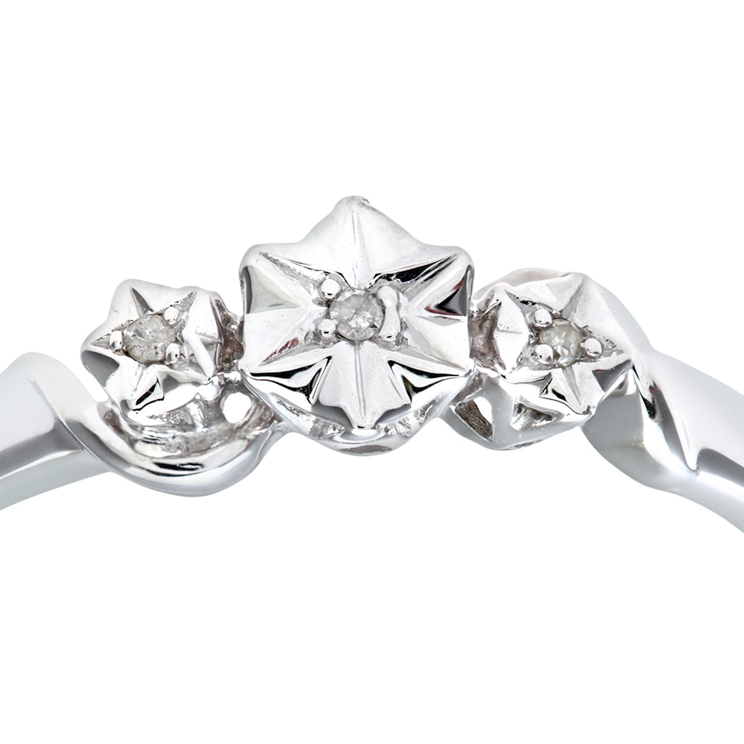 9ct White Gold  Round 1pts Diamond Illusion Star Trilogy Ring - PR0AXL7380W