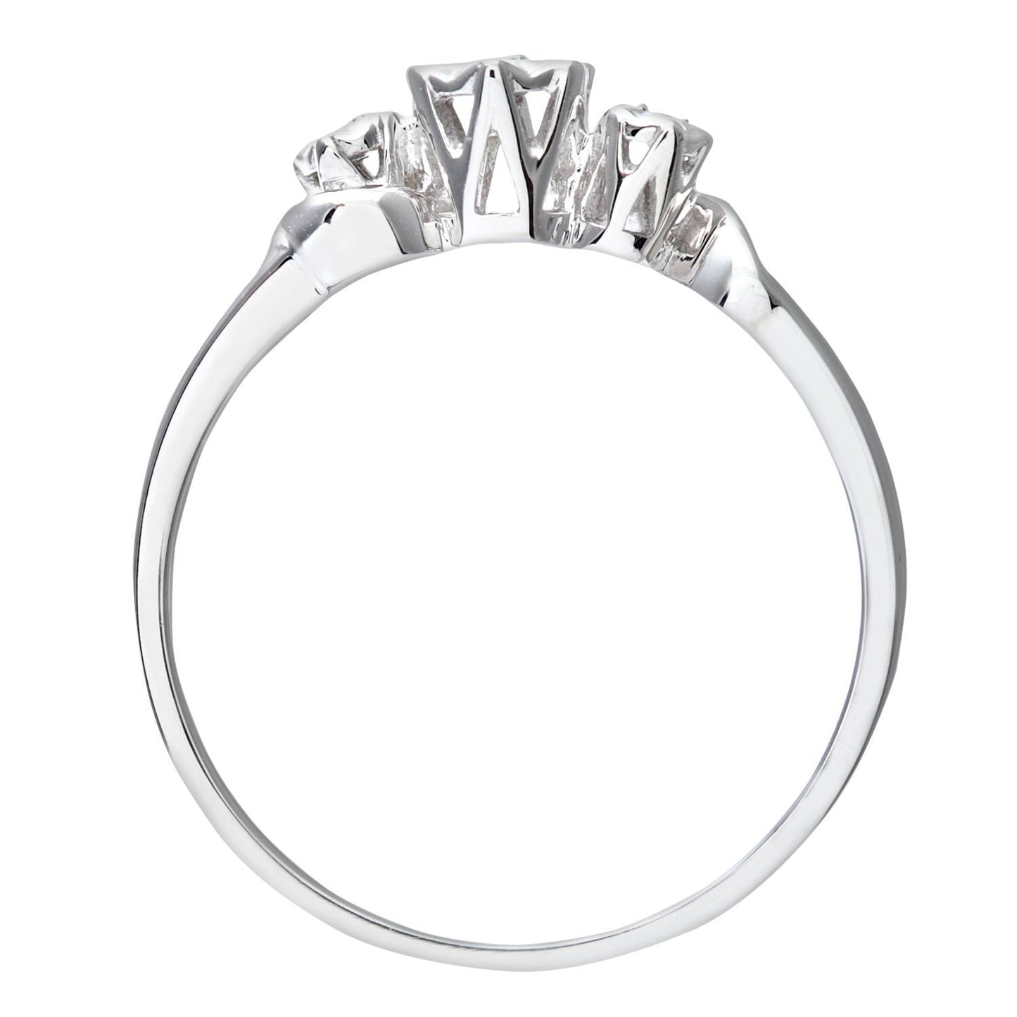 9ct White Gold  Round 1pts Diamond Illusion Star Trilogy Ring - PR0AXL7380W