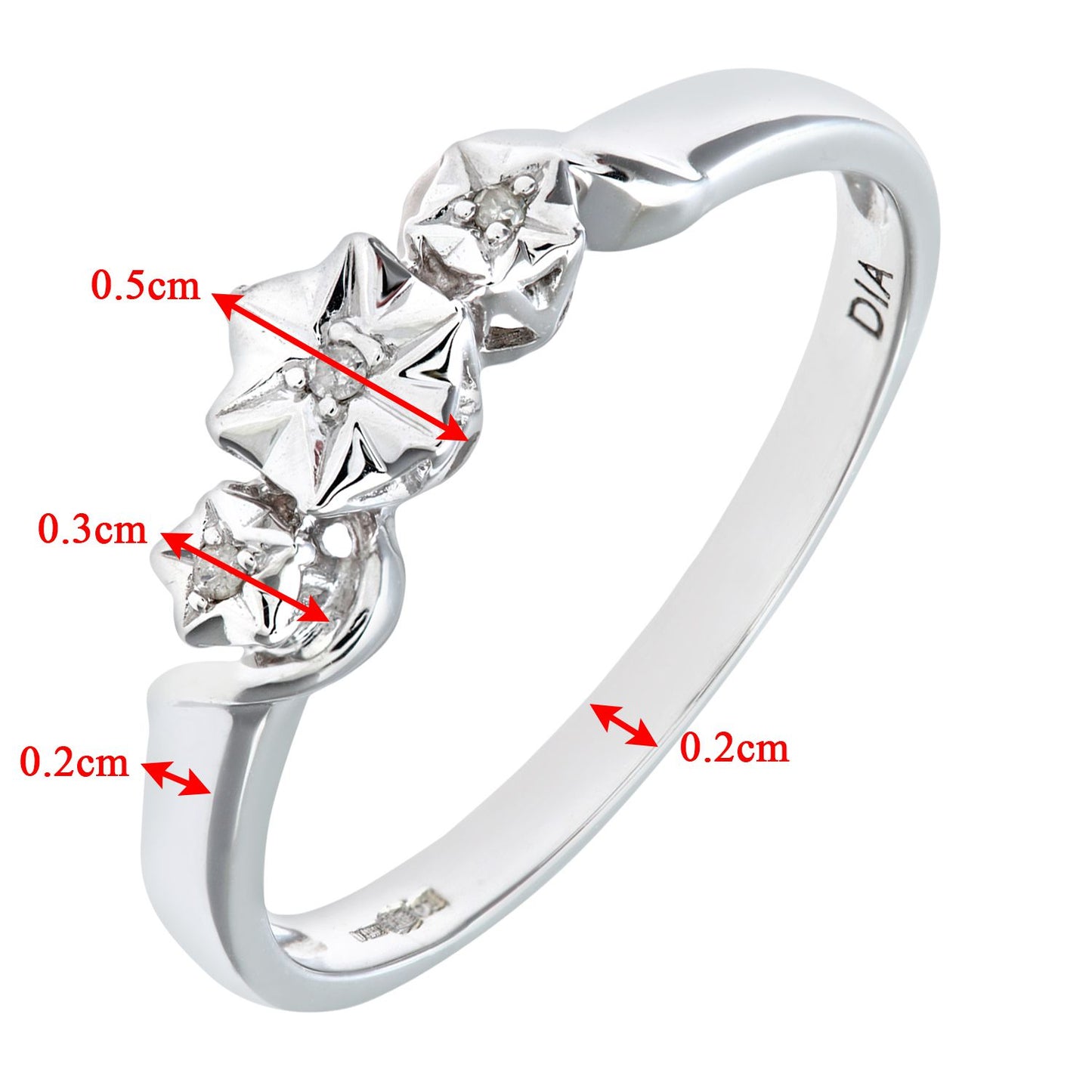 9ct White Gold  Round 1pts Diamond Illusion Star Trilogy Ring - PR0AXL7380W