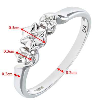 9ct White Gold  Round 1pts Diamond Illusion Star Trilogy Ring - PR0AXL7380W