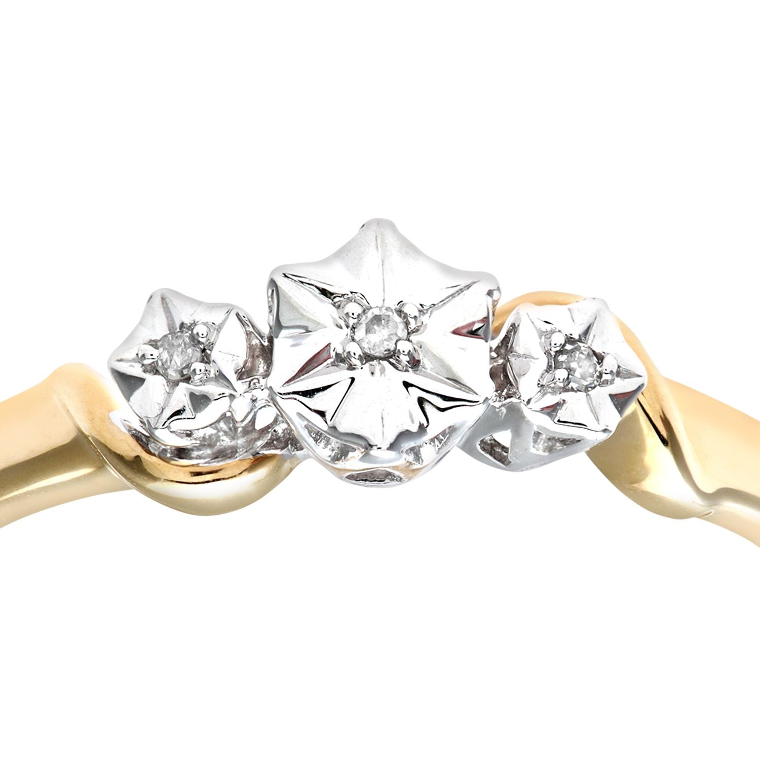 9ct Gold  Round 1pts Diamond Illusion Star Trilogy Ring - PR0AXL7380Y