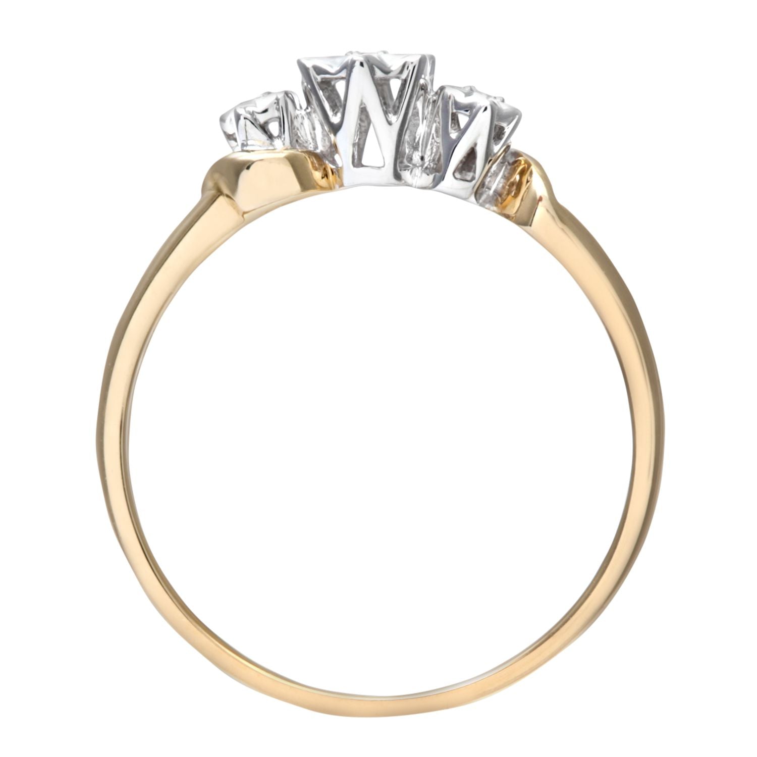 9ct Gold  Round 1pts Diamond Illusion Star Trilogy Ring - PR0AXL7380Y