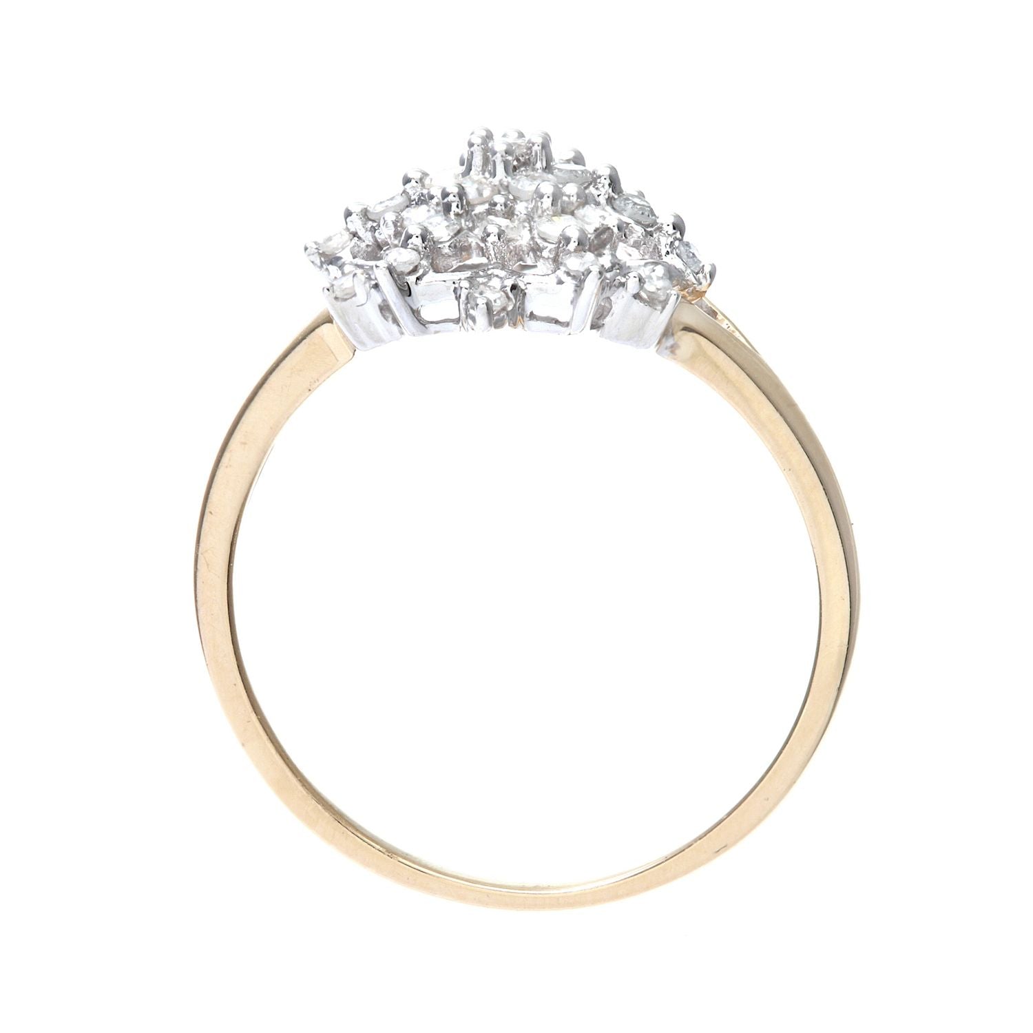9ct Gold  Round 0.3ct Diamond Tiered Snowflake Cluster Ring - PR0AXL7389Y