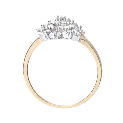 9ct Gold  Round 0.3ct Diamond Tiered Snowflake Cluster Ring - PR0AXL7389Y