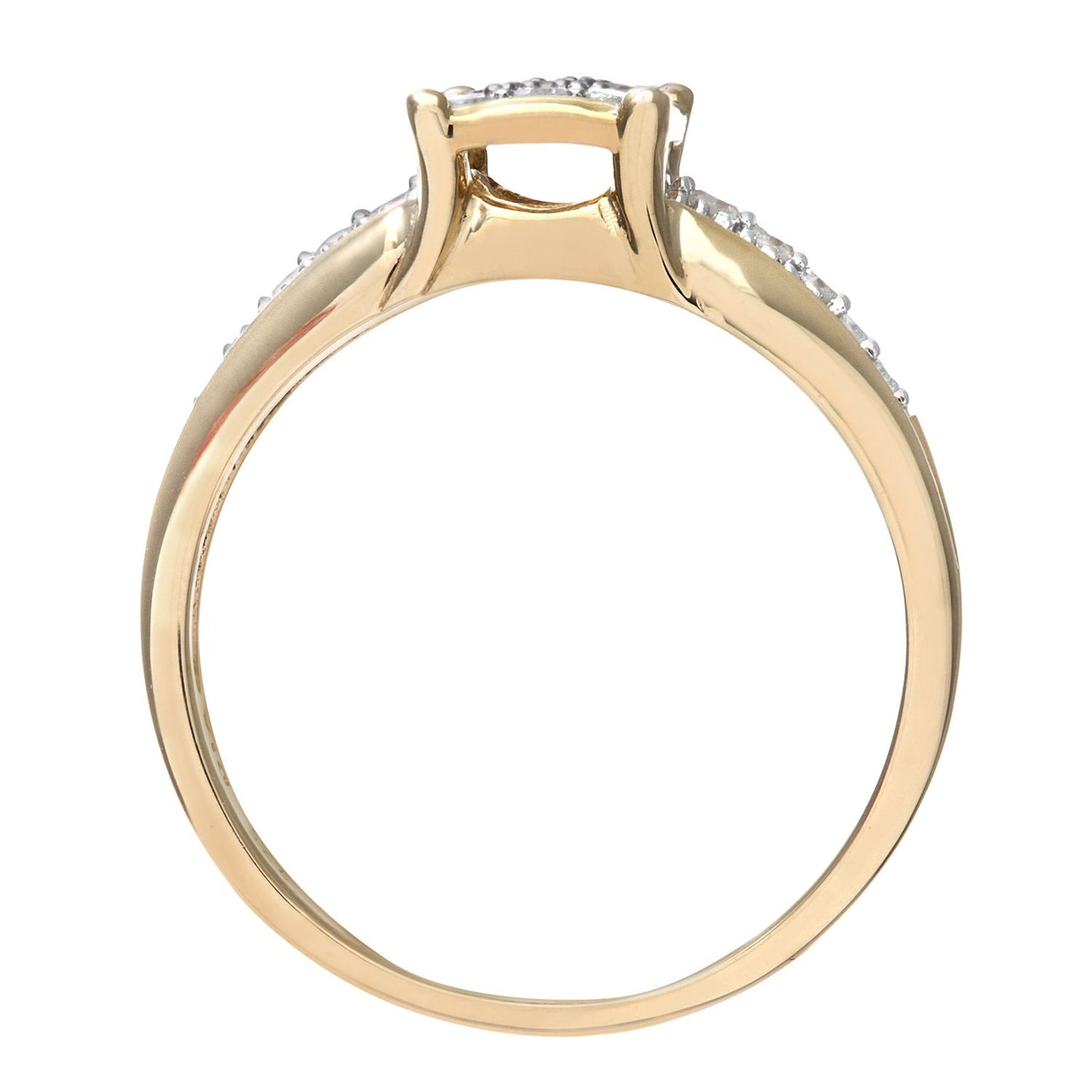 9ct Gold  1/4ct Diamond Raised Square Top Signet Cluster Ring - PR0AXL7429Y