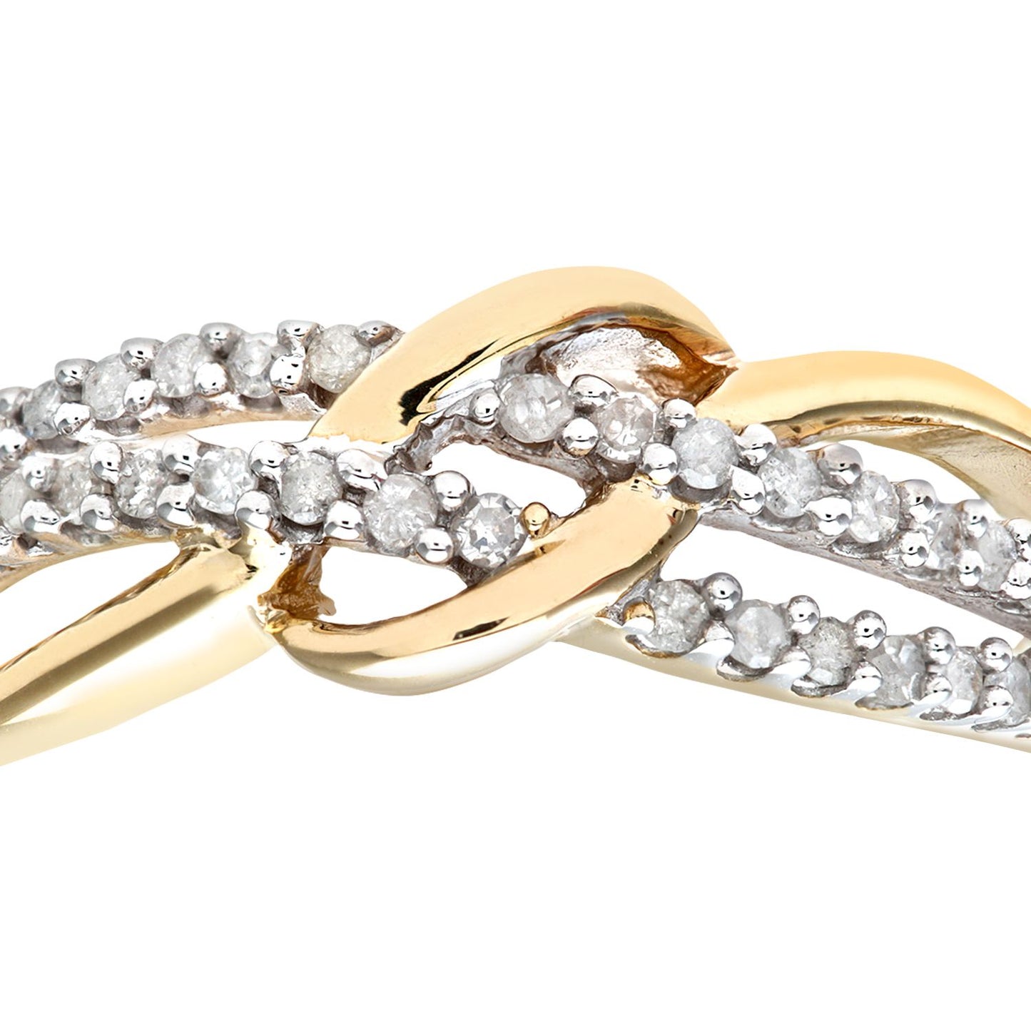 9ct Gold  22pts Diamond Split Crossover Knot Eternity Ring 3mm - PR0AXL7476Y