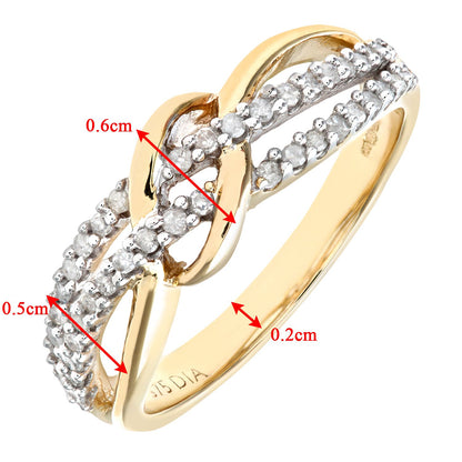 9ct Gold  22pts Diamond Split Crossover Knot Eternity Ring 3mm - PR0AXL7476Y