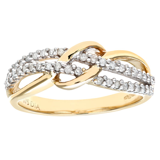 9ct Gold  22pts Diamond Split Crossover Knot Eternity Ring 3mm - PR0AXL7476Y