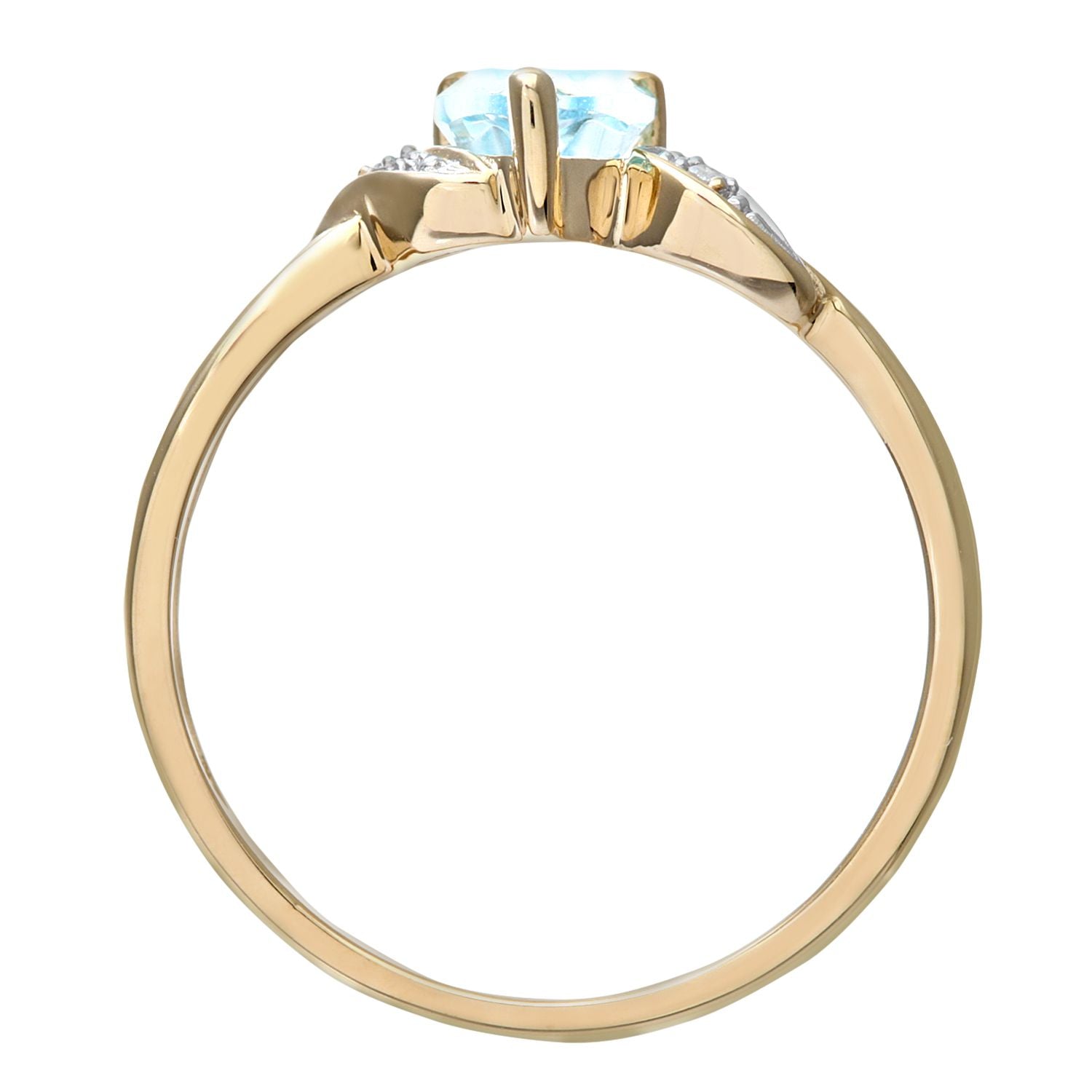 9ct Gold  1pts Diamond Heart 0.55ct Blue Topaz Heart Ring - PR0AXL7486YBT