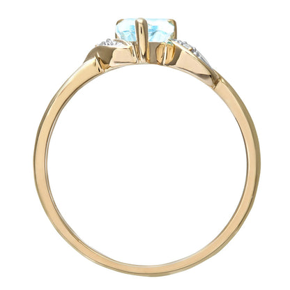 9ct Gold  1pts Diamond Heart 0.55ct Blue Topaz Heart Ring - PR0AXL7486YBT