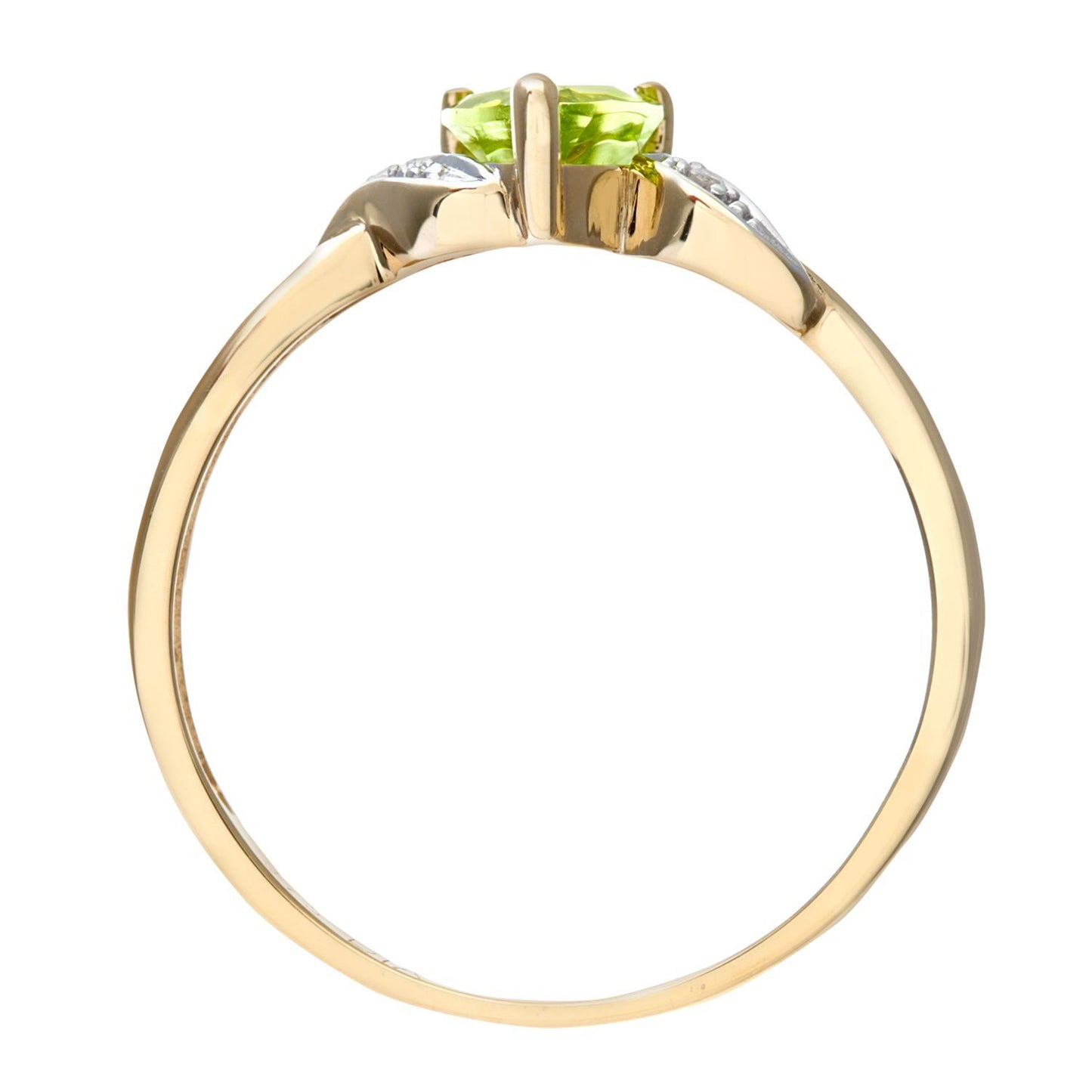 9ct Gold  1pts Diamond Heart 0.53ct Peridot Heart Engagement Ring - PR0AXL7486YPD
