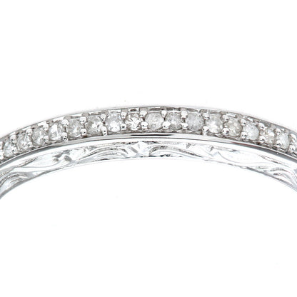 9ct White Gold  Diamond Carved Sides Micro Bead Eternity Ring 2mm - PR0AXL7539BW