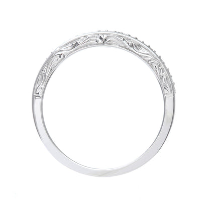 9ct White Gold  Diamond Carved Sides Micro Bead Eternity Ring 2mm - PR0AXL7539BW