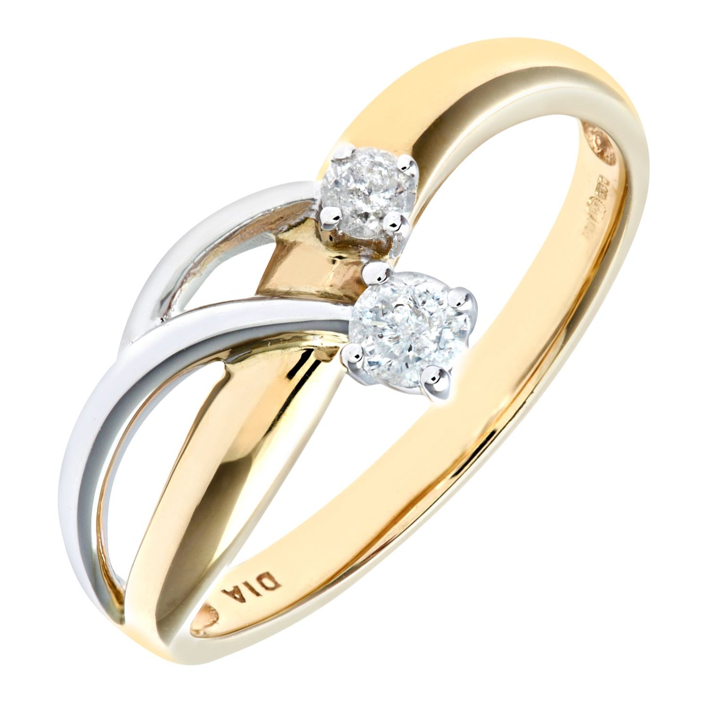 9ct White & Yellow Gold  16pts Diamond Duology Split Dress Ring - PR0AXL7649YW