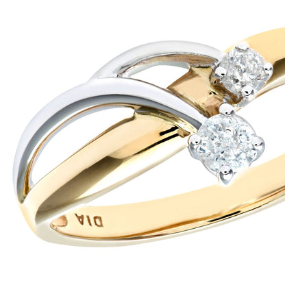 9ct White & Yellow Gold  16pts Diamond Duology Split Dress Ring - PR0AXL7649YW