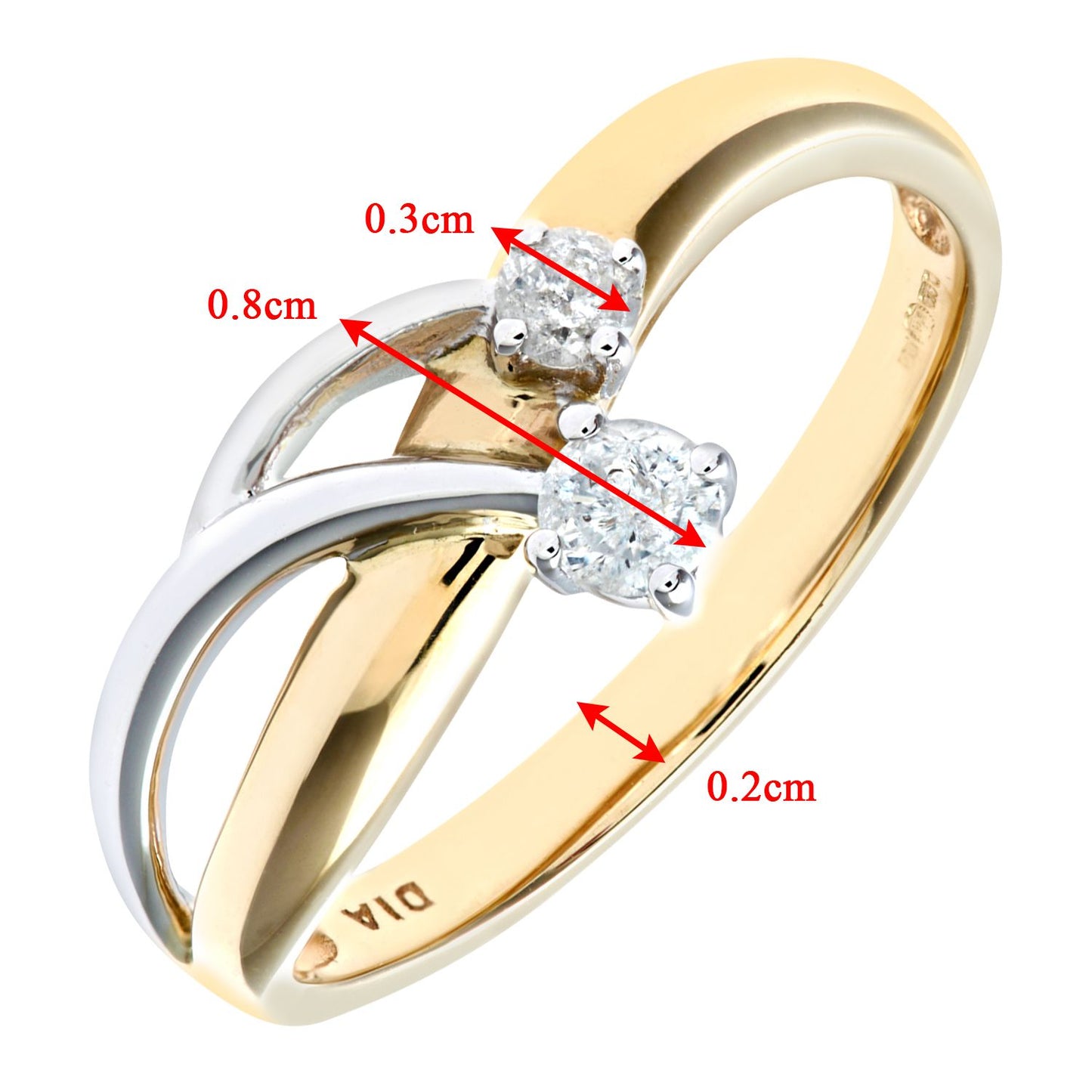 9ct White & Yellow Gold  16pts Diamond Duology Split Dress Ring - PR0AXL7649YW
