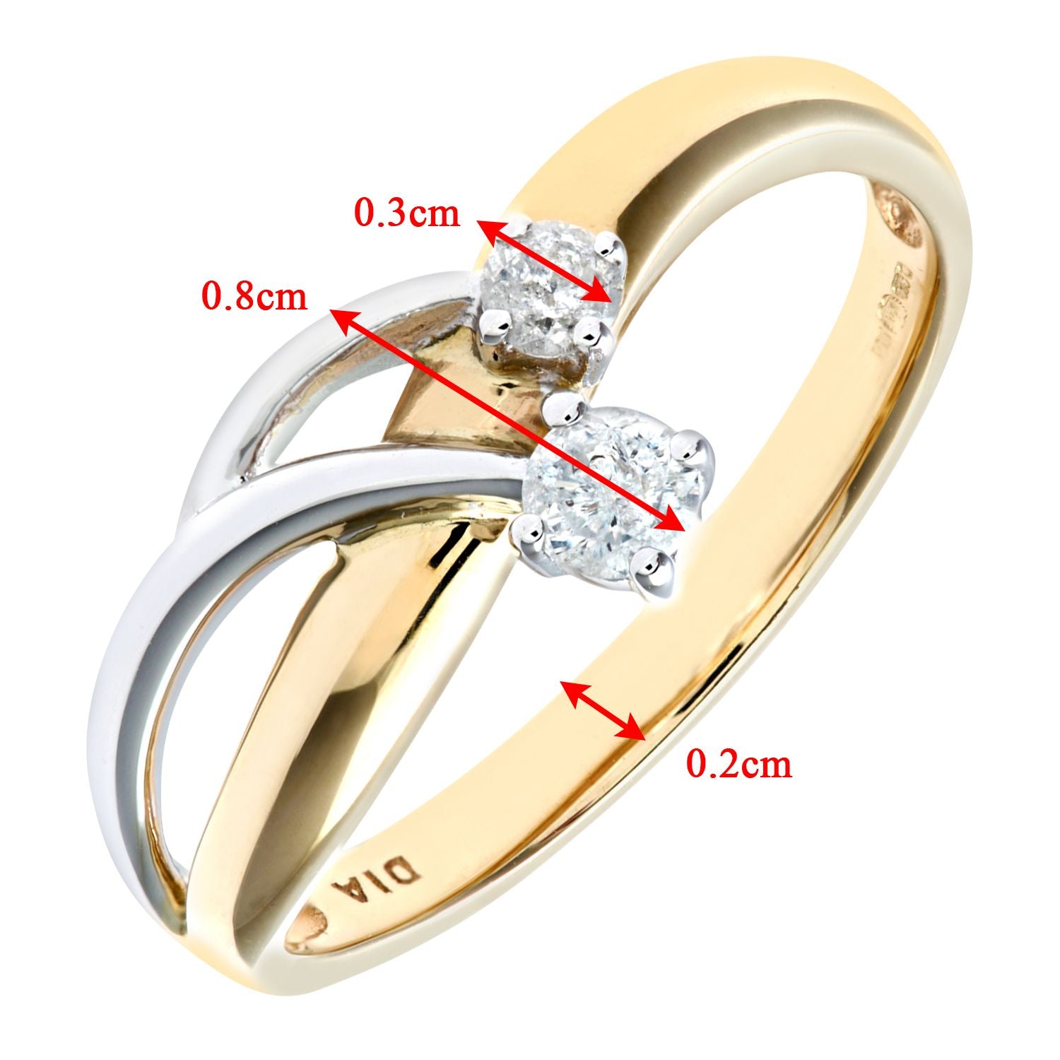 9ct White & Yellow Gold  16pts Diamond Duology Split Dress Ring - PR0AXL7649YW