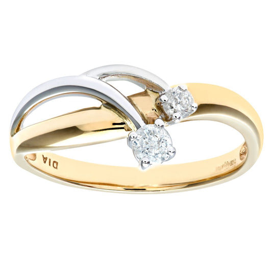 9ct White & Yellow Gold  16pts Diamond Duology Split Dress Ring - PR0AXL7649YW