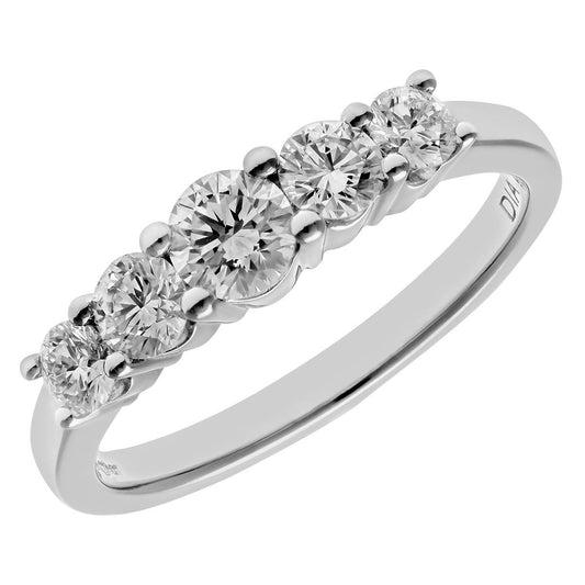 18ct White Gold  Diamond 5 Stone Eternity Ring 4mm 0.75CT H/SI - PR0AXL7696W18HSI