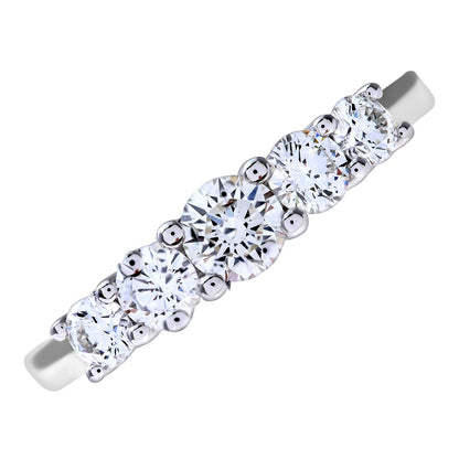 18ct White Gold  Diamond 5 Stone Eternity Ring 4mm 0.75CT I-J/I1 - PR0AXL7696W18JPK