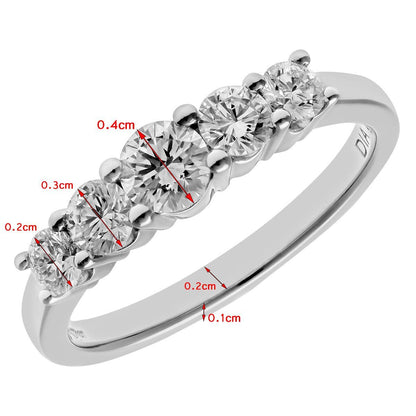 18ct White Gold  Diamond 5 Stone Eternity Ring 4mm 0.75CT I-J/I1 - PR0AXL7696W18JPK