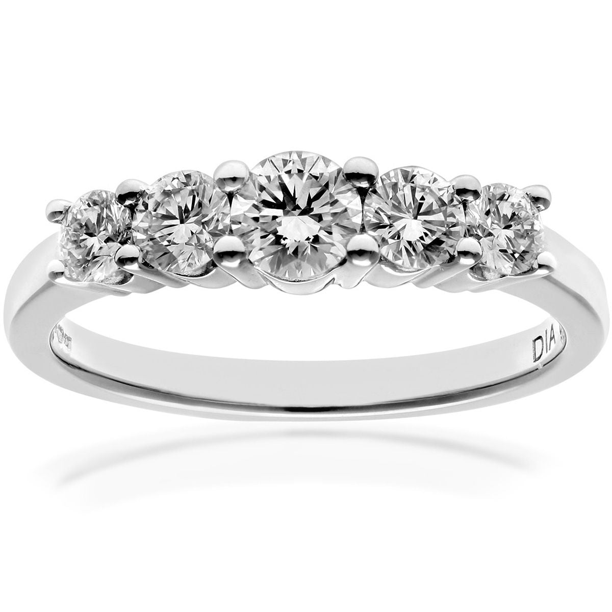 18ct White Gold  Diamond 5 Stone Eternity Ring 4mm 0.75CT I-J/I1 - PR0AXL7696W18JPK