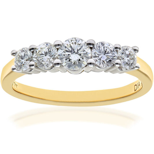 18ct Gold  Diamond 5 Stone Eternity Ring 4mm 0.75CT H/SI - PR0AXL7696Y18HSI