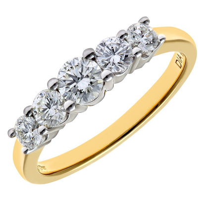 18ct Gold  Diamond 5 Stone Eternity Ring 4mm 0.75CT I-J/I1 - PR0AXL7696Y18JPK