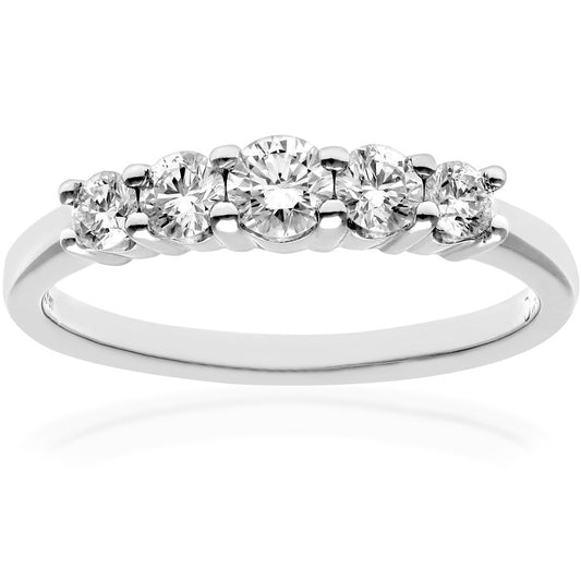 Platinum  Diamond 5 Stone Eternity Ring 3mm 0.50CT H/SI - PR0AXL7899PTHSI