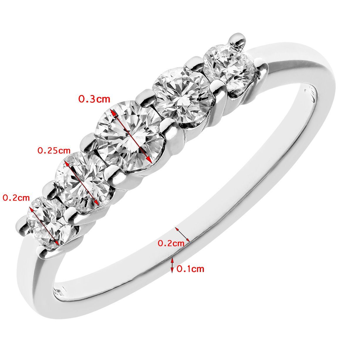 Platinum  Diamond 5 Stone Eternity Ring 3mm 0.50CT I-J/I1 - PR0AXL7899PTJPK