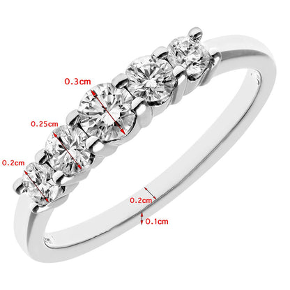 18ct White Gold  Diamond 5 Stone Eternity Ring 3mm 0.50CT H/SI - PR0AXL7899W18HSI
