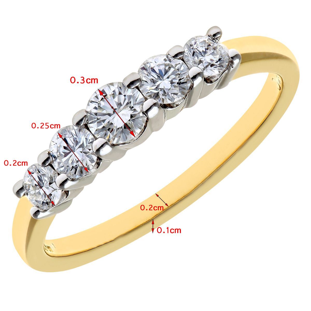 18ct Gold  Diamond 5 Stone Eternity Ring 3mm 0.50CT H/SI - PR0AXL7899Y18HSI