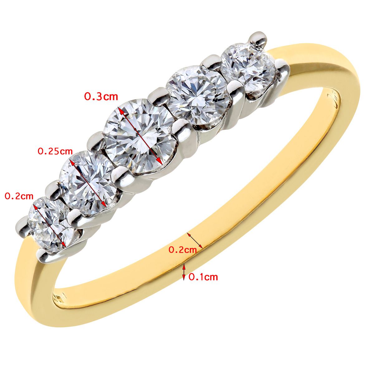 18ct Gold  Diamond 5 Stone Eternity Ring 3mm 0.50CT H/SI - PR0AXL7899Y18HSI