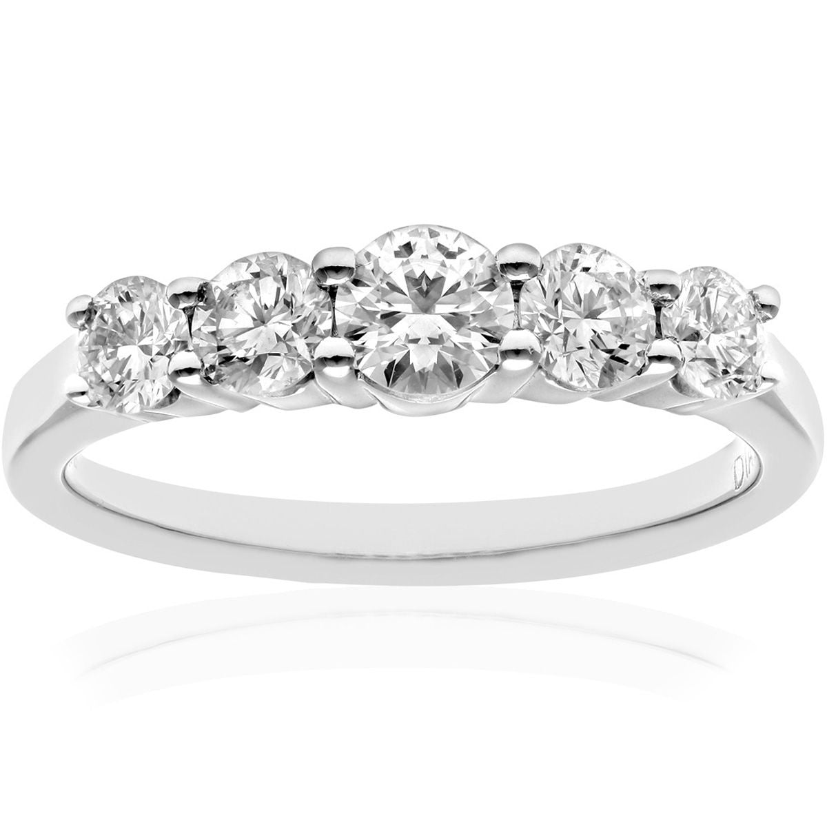 Platinum  Round 1ct Diamond Graduated 5 Stone Eternity Ring 5mm - PR0AXL7901PTHSI