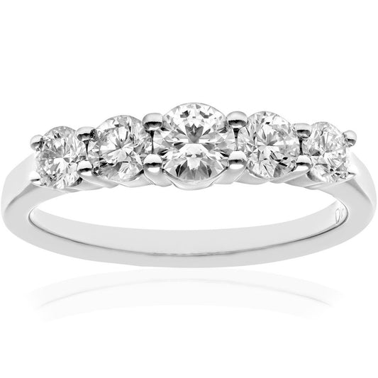 Platinum  Round 1ct Diamond Graduated 5 Stone Eternity Ring 5mm - PR0AXL7901PTJPK