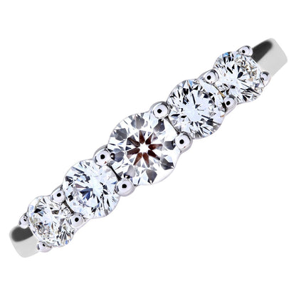 18ct White Gold  1ct Diamond Graduated 5 Stone Eternity Ring 5mm - PR0AXL7901W18HSI