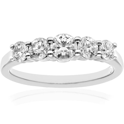18ct White Gold  1ct Diamond Graduated 5 Stone Eternity Ring 5mm - PR0AXL7901W18JPK