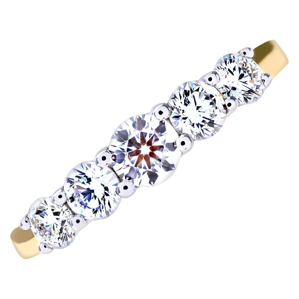 18ct Gold  Round 1ct Diamond Graduated 5 Stone Eternity Ring 5mm - PR0AXL7901Y18HSI