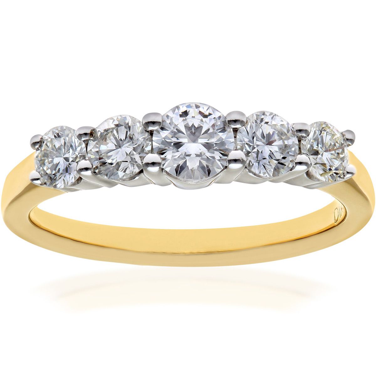 18ct Gold  Round 1ct Diamond Graduated 5 Stone Eternity Ring 5mm - PR0AXL7901Y18HSI