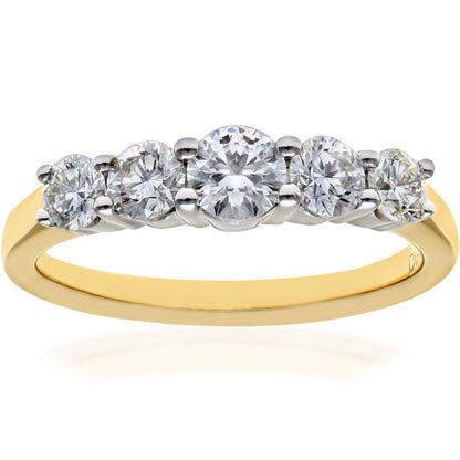 18ct Gold  Round 1ct Diamond Graduated 5 Stone Eternity Ring 5mm - PR0AXL7901Y18HSI