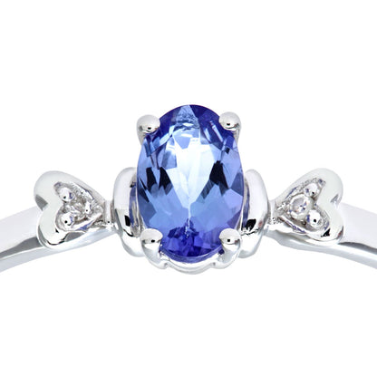 9ct White Gold  1pts Diamond Oval 1/2ct Tanzanite Heart Ring - PR0AXL7995WTanz