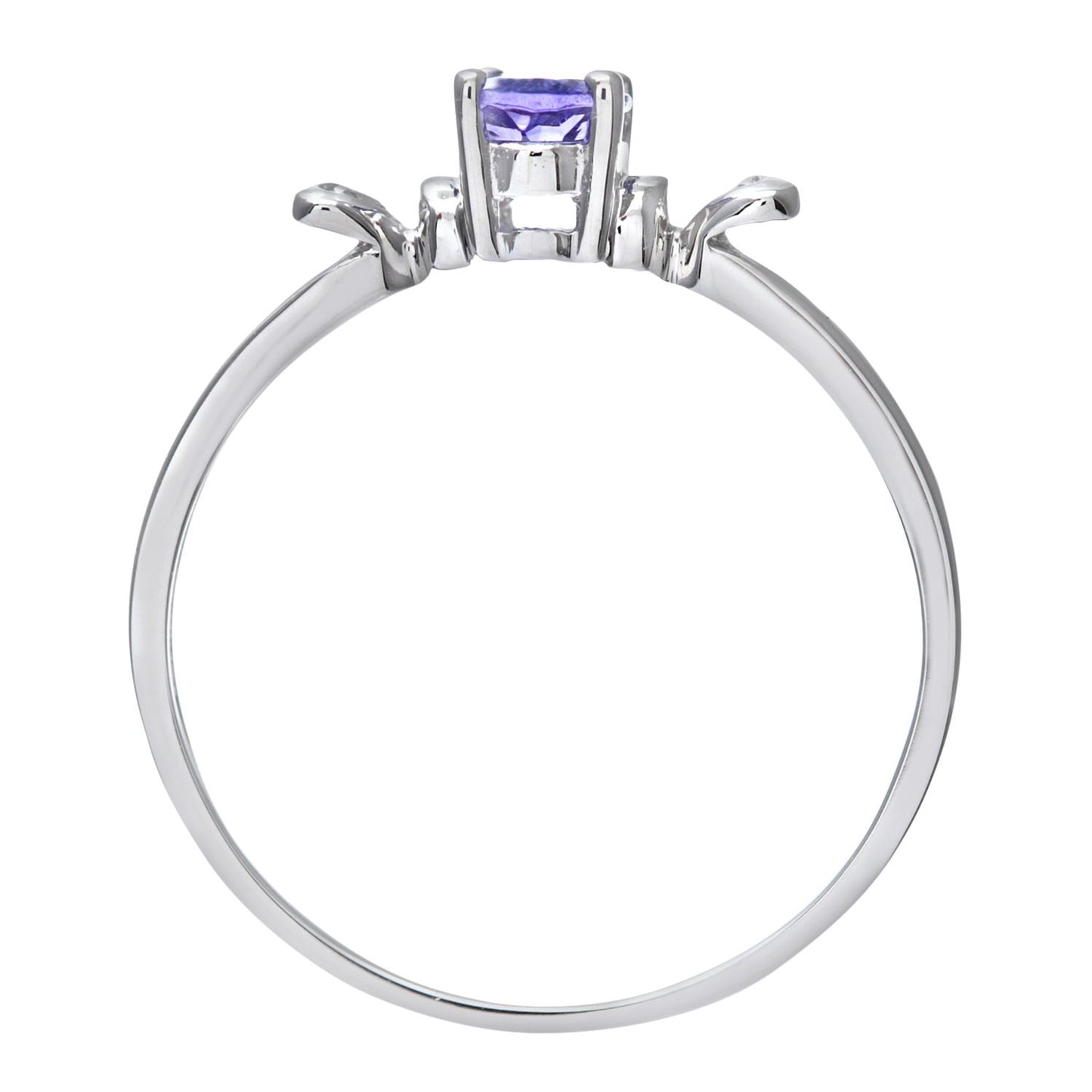 9ct White Gold  1pts Diamond Oval 1/2ct Tanzanite Heart Ring - PR0AXL7995WTanz