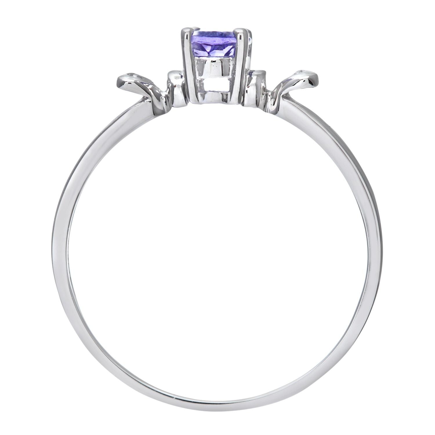 9ct White Gold  1pts Diamond Oval 1/2ct Tanzanite Heart Ring - PR0AXL7995WTanz