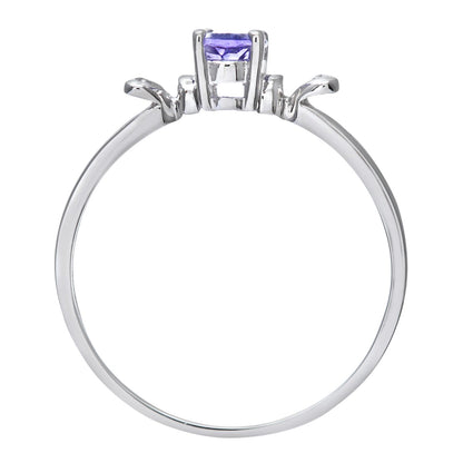9ct White Gold  1pts Diamond Oval 1/2ct Tanzanite Heart Ring - PR0AXL7995WTanz